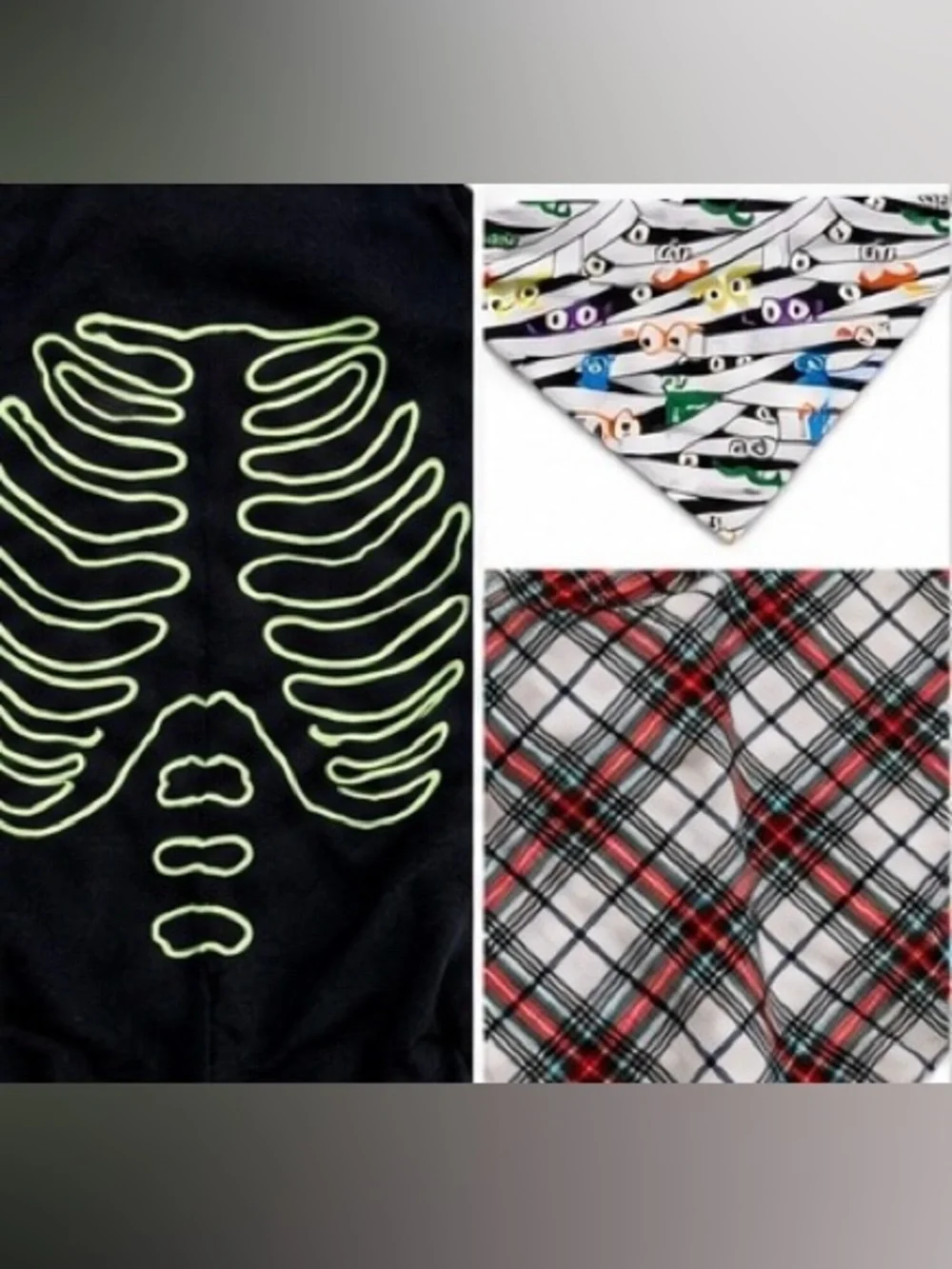 Pet Clothing Halloween & Christmas Bundle XL Skeleton Costume 2 Bandanas